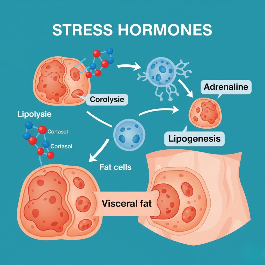Cortisol and insulin influence on body fat